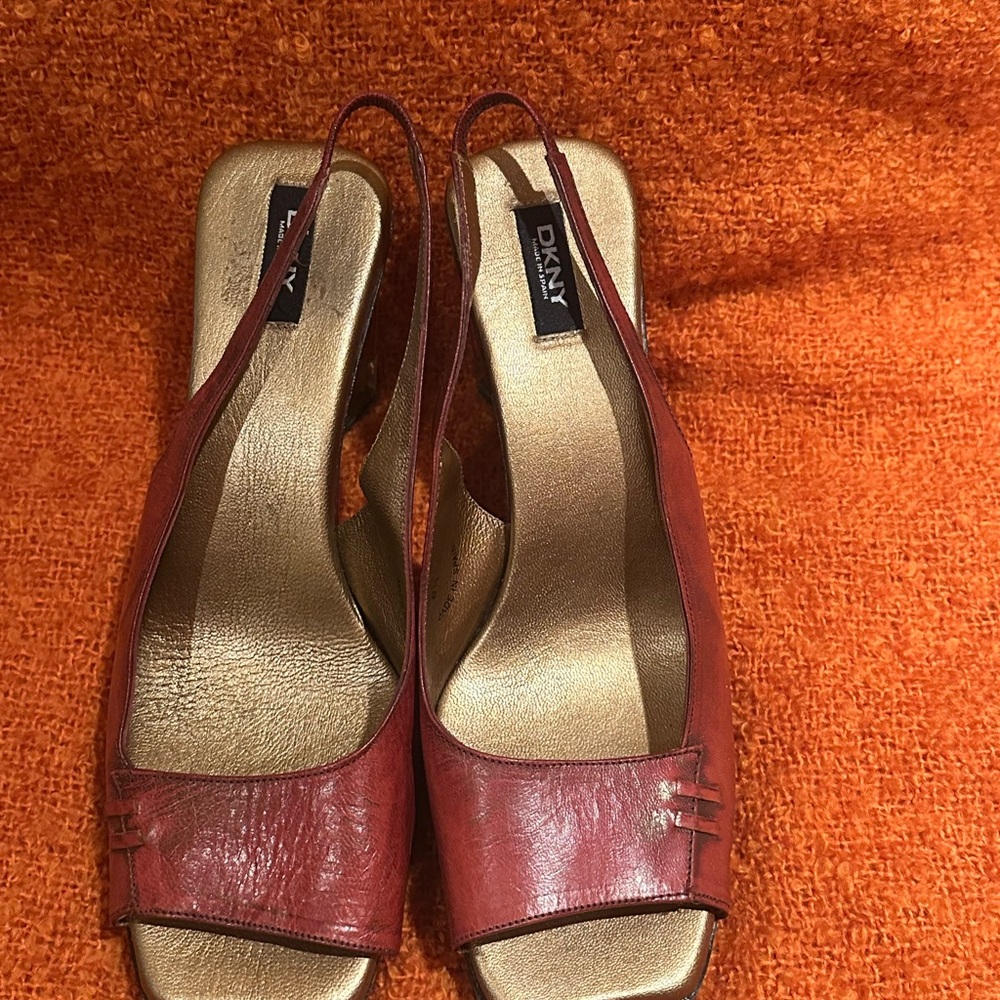 DKNY Red Slingback Sandals